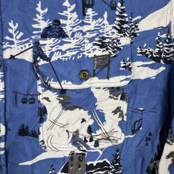 Faherty Corduroy Shirt Mens 2XL All Over Print Winter Ski Hike Mountain Snow - Picture 7 of 16